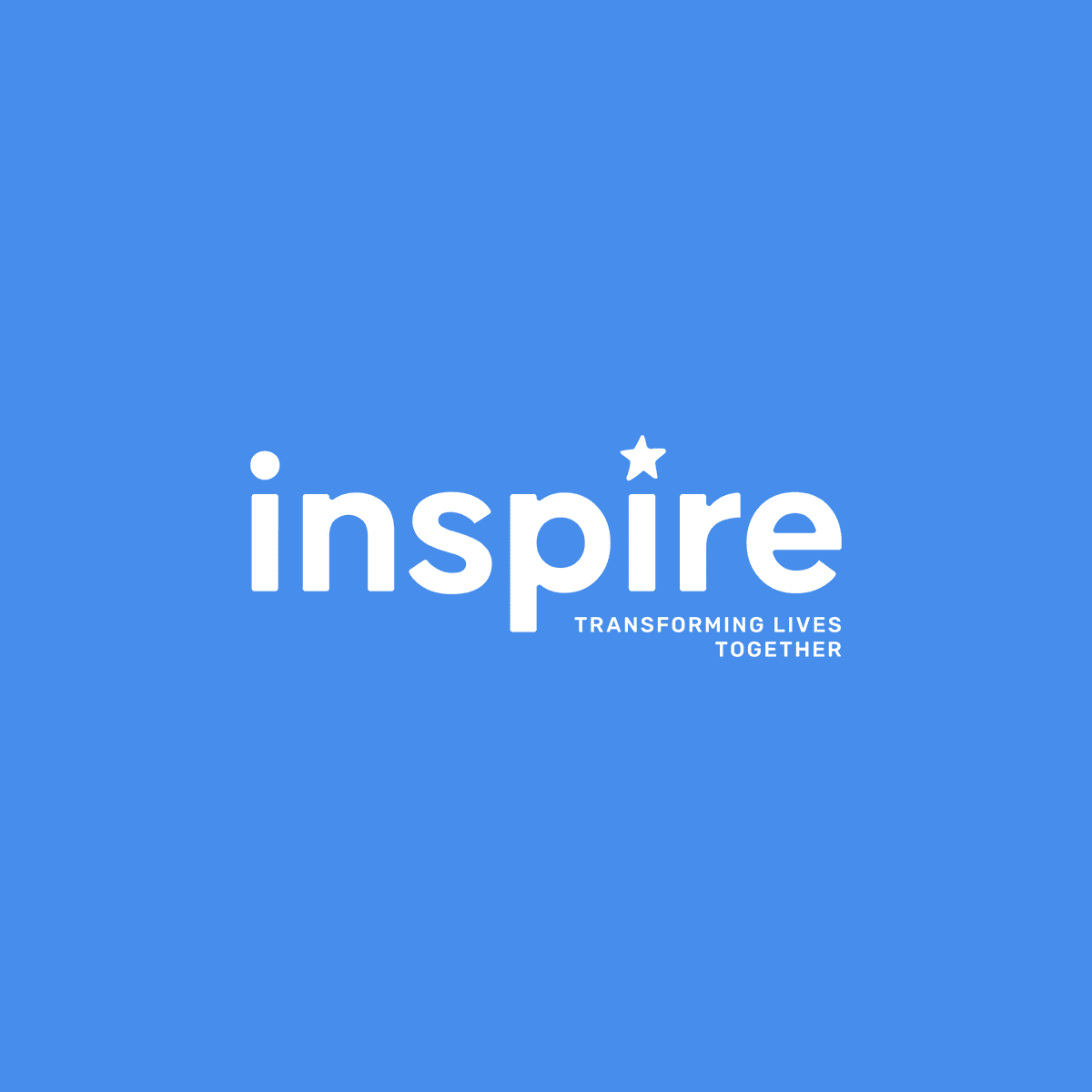 inspire-logo-of-the-client Inspire logo, with a white letters, and blue background.